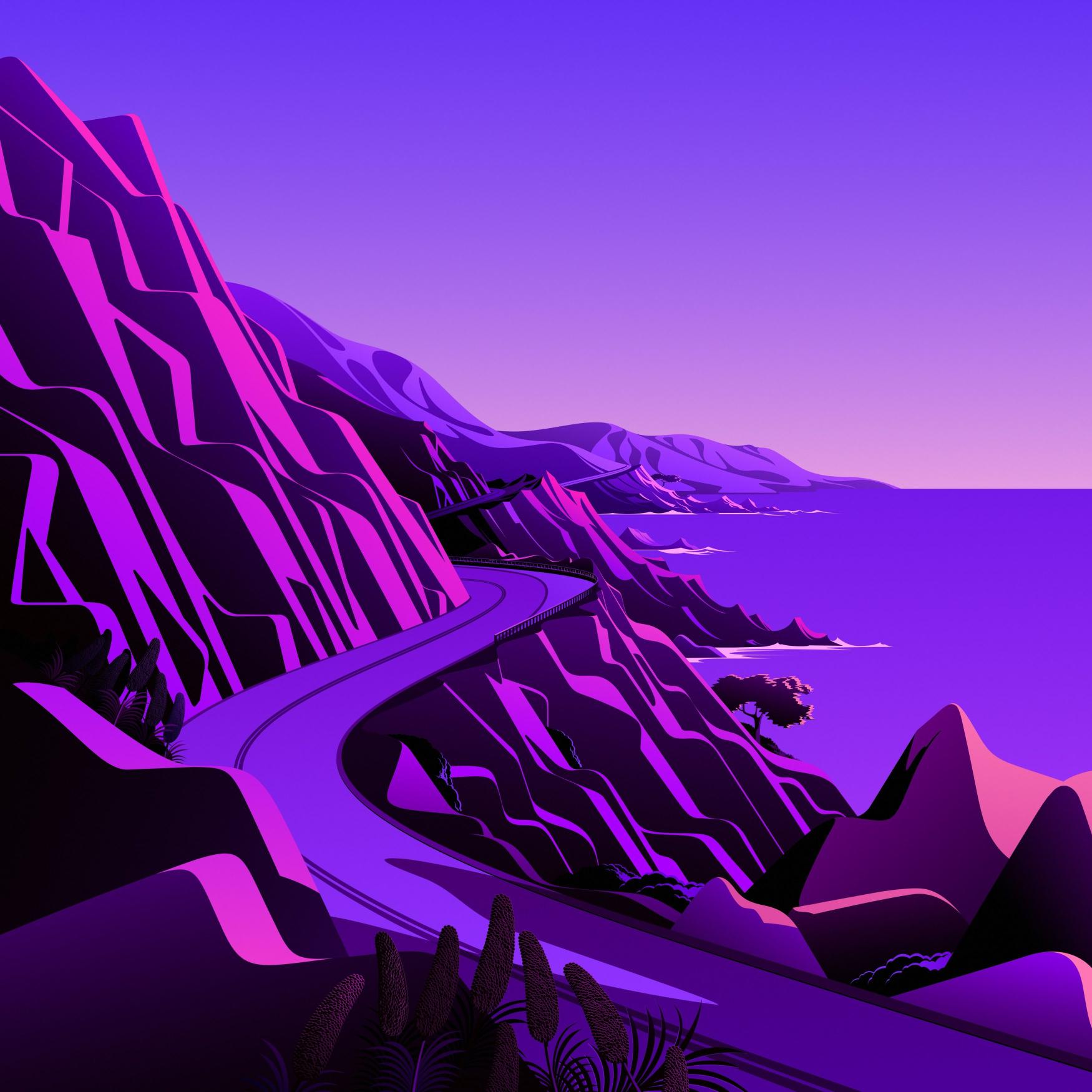 Purple Mountain Coastal Road - apple Wallpaper