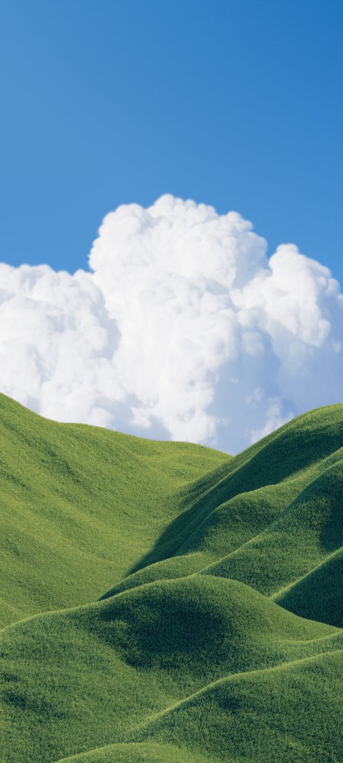 Rolling Green Hills and Clouds