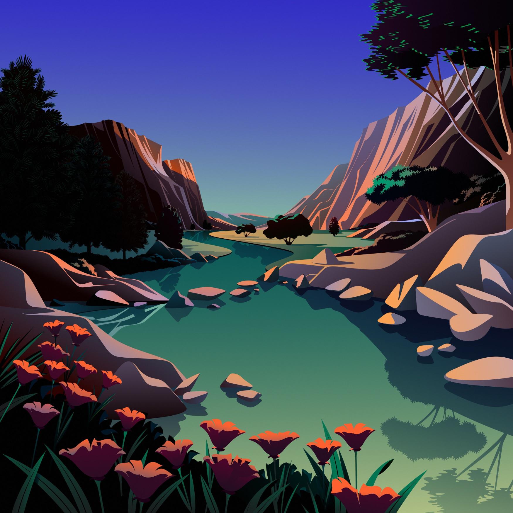 Serene Mountain River Valley - Related 4K Wallpapers wallpaper
