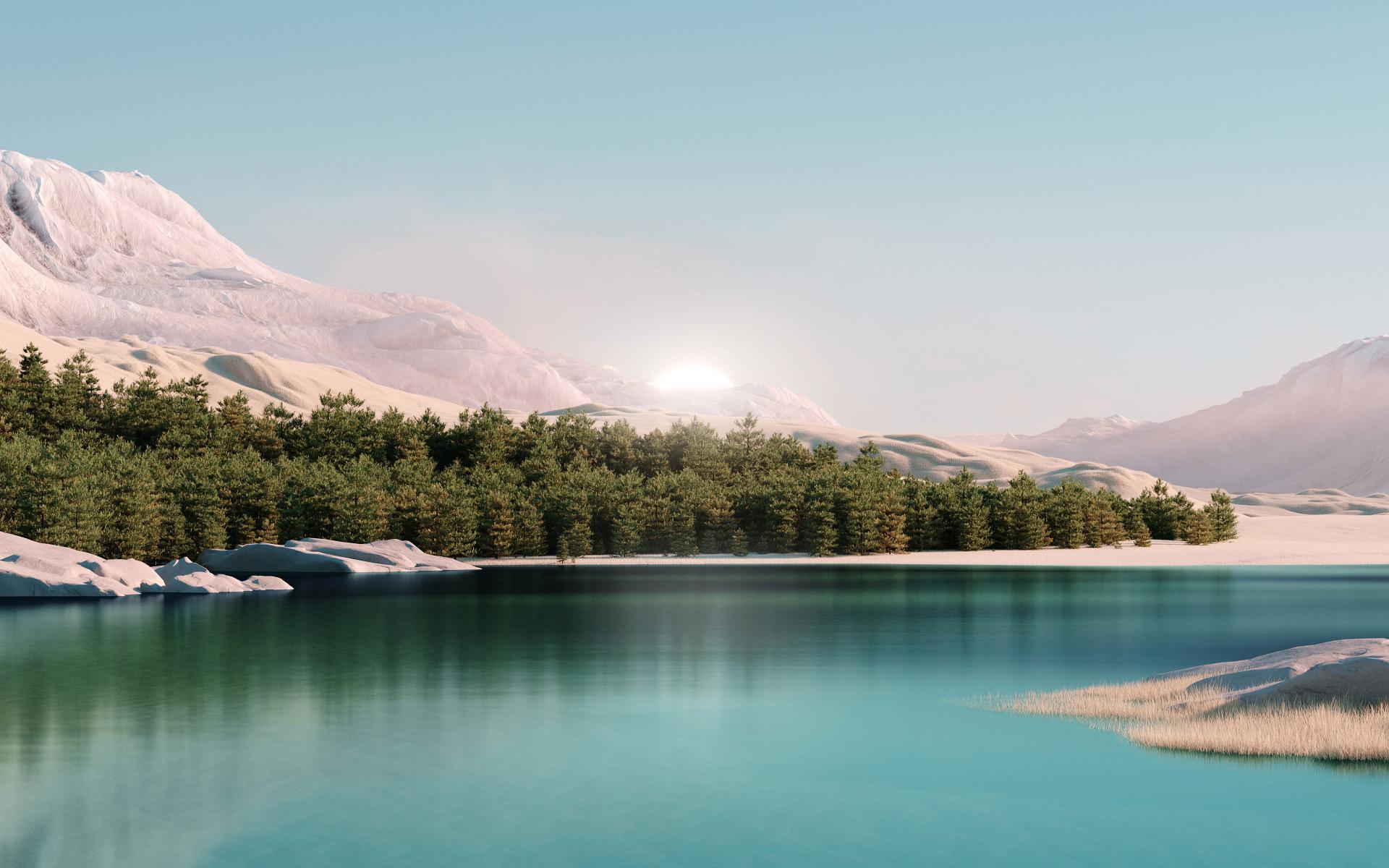 Tranquil Alpine Lake Sunrise - Related StockWalls wallpaper