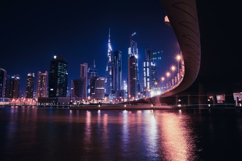 Dubai Night Cityscape View