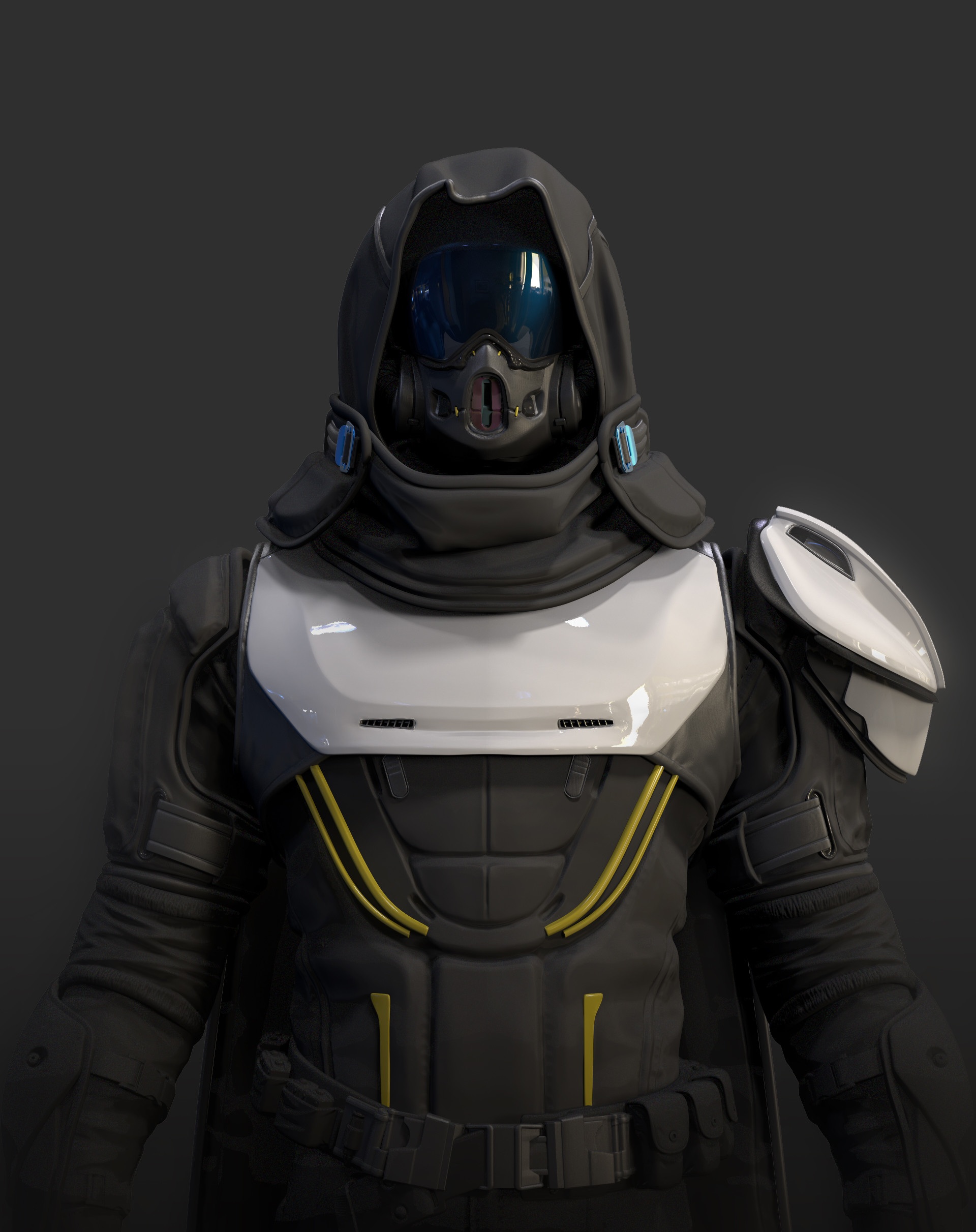 Futuristic Cyberpunk Hooded Warrior - cyberpunk wallpaper for Tablet
